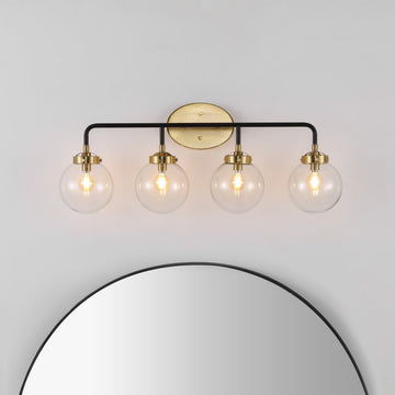 Caleb Brass Vanity Wall Sconce Clear